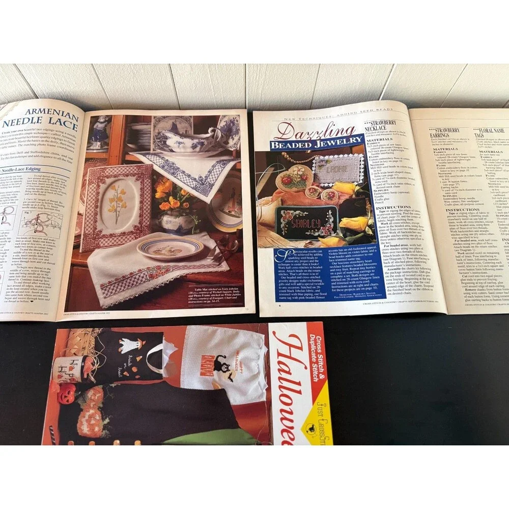 Vintage 1990s Cross Stitch Pattern Booklets Magazines Lot of 18 Needlework